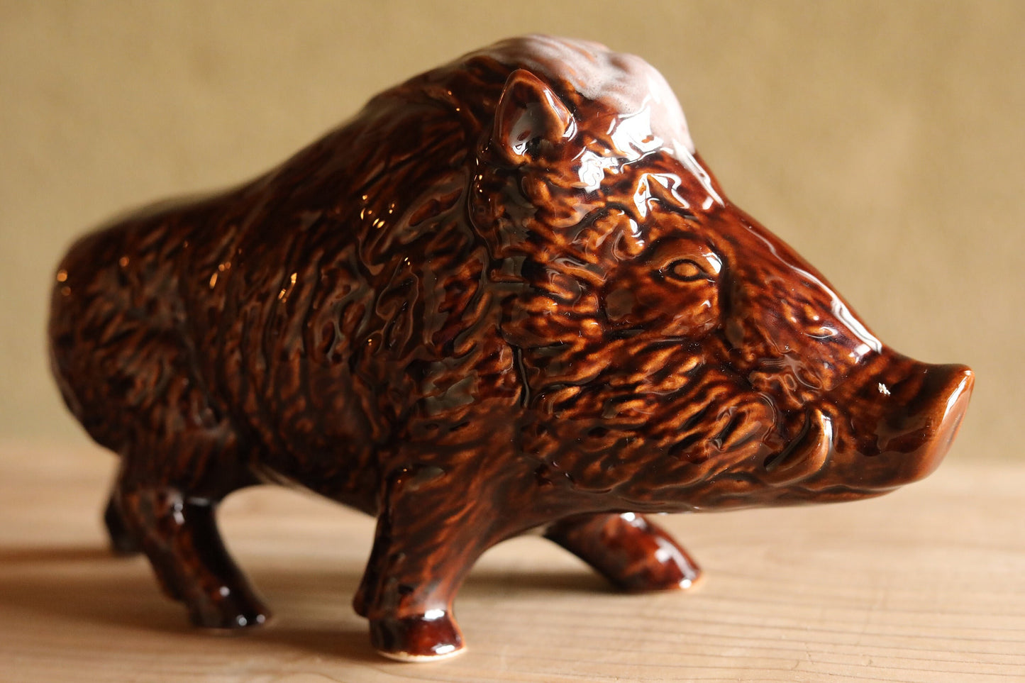 Japanese vintage animal doll wild boars family made of pottery ornament Japanese antique animal H5.3×W9.8×D3in