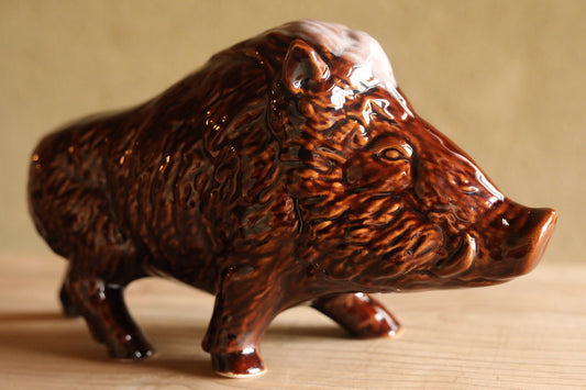 Japanese vintage animal doll wild boars family made of pottery ornament Japanese antique animal H5.3×W9.8×D3in