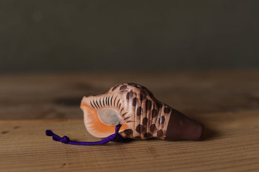 Japanese small pottery bell conch shell ornament, Christmas Ornaments Japanese vintage small bell H××in