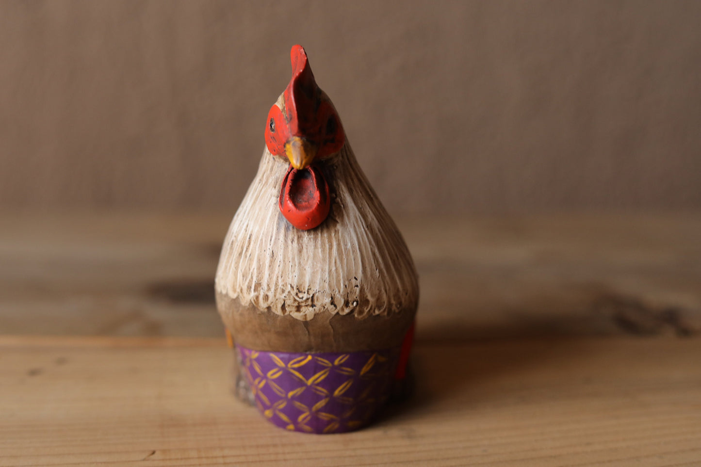 Japanese vintage Peacock bird doll TORI made of pottery hand made animal ornament Kanji Signature, Chinese zodiac H5.3×4.6in/13.5×11.7cm