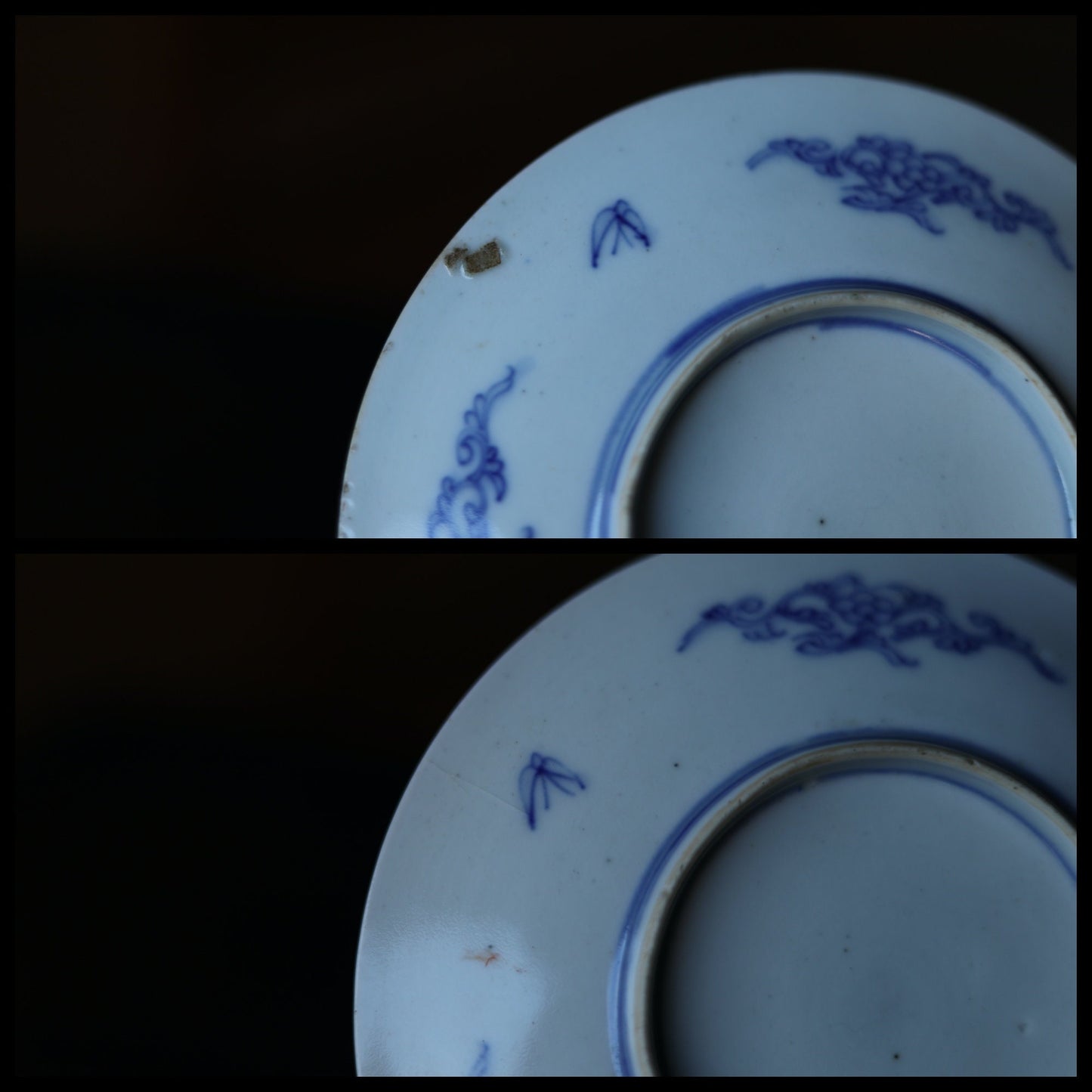 EDO craft 1800s pair of Japanese antique plate old IMARI ware porcelain dishes, beautiful Plant flowers monk pattern tableware 6.8in/17.2cm