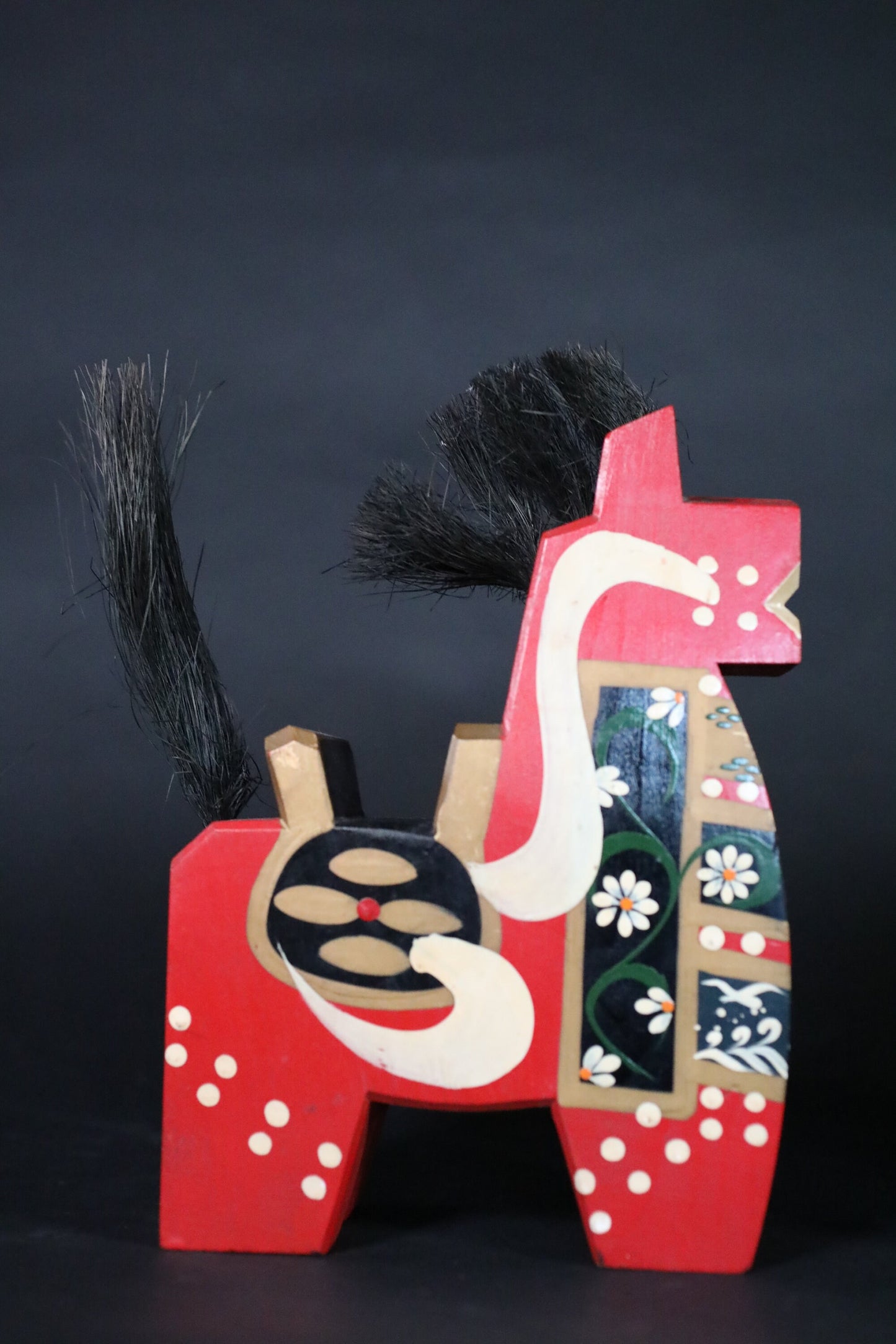 RAGE! Pair of Traditional Japanese vintage wooden Horses dolls toy wood craft For GIFT H8.3in/H21cm