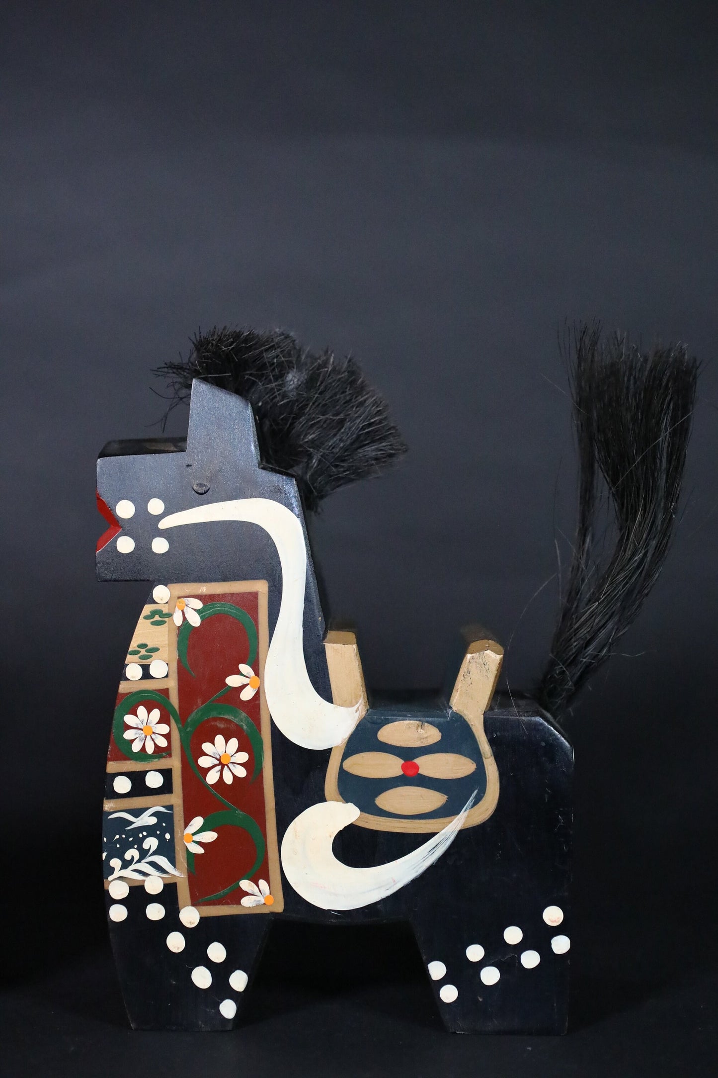 RAGE! Pair of Traditional Japanese vintage wooden Horses dolls toy wood craft For GIFT H8.3in/H21cm