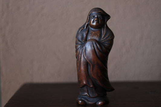 Japanese vintage BIZEN 達磨Daruma doll statue, cool ceramic statue Buddhist monk priest ZEN master art ornament hand craft 1950s H8.7in/H22cm
