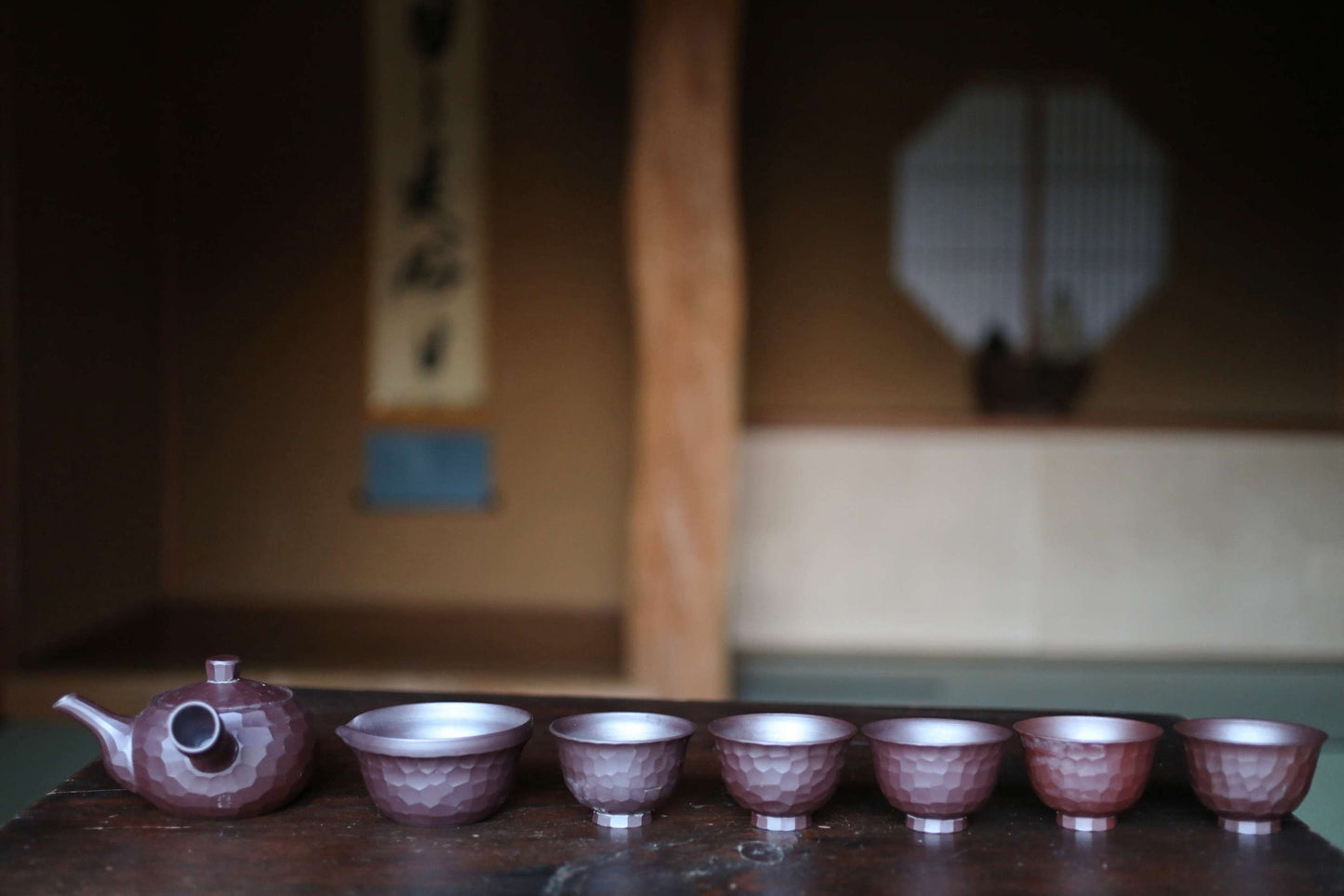 FINE! Japanese vintage ceramic BANKO kiln tea set, pot, 5cups, waste-water-container with Kanji signature SENCHA tableware Tea ceremony