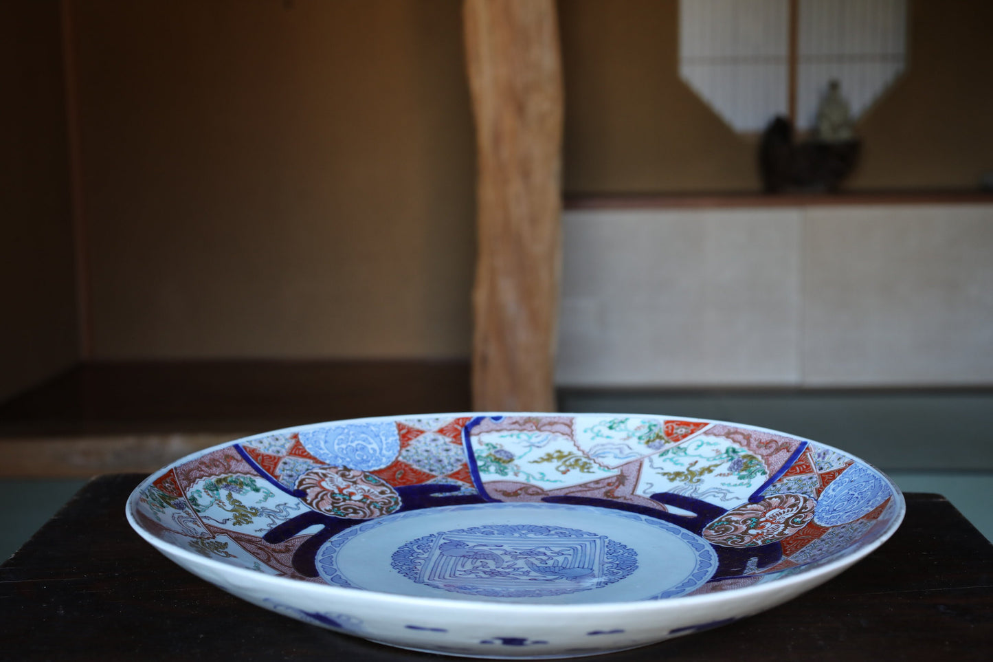 BIG!! Japanese antique 1800s plate porcelain old IMARI big decoration plate flower birds design beautiful hand painting 18in/45.7cm