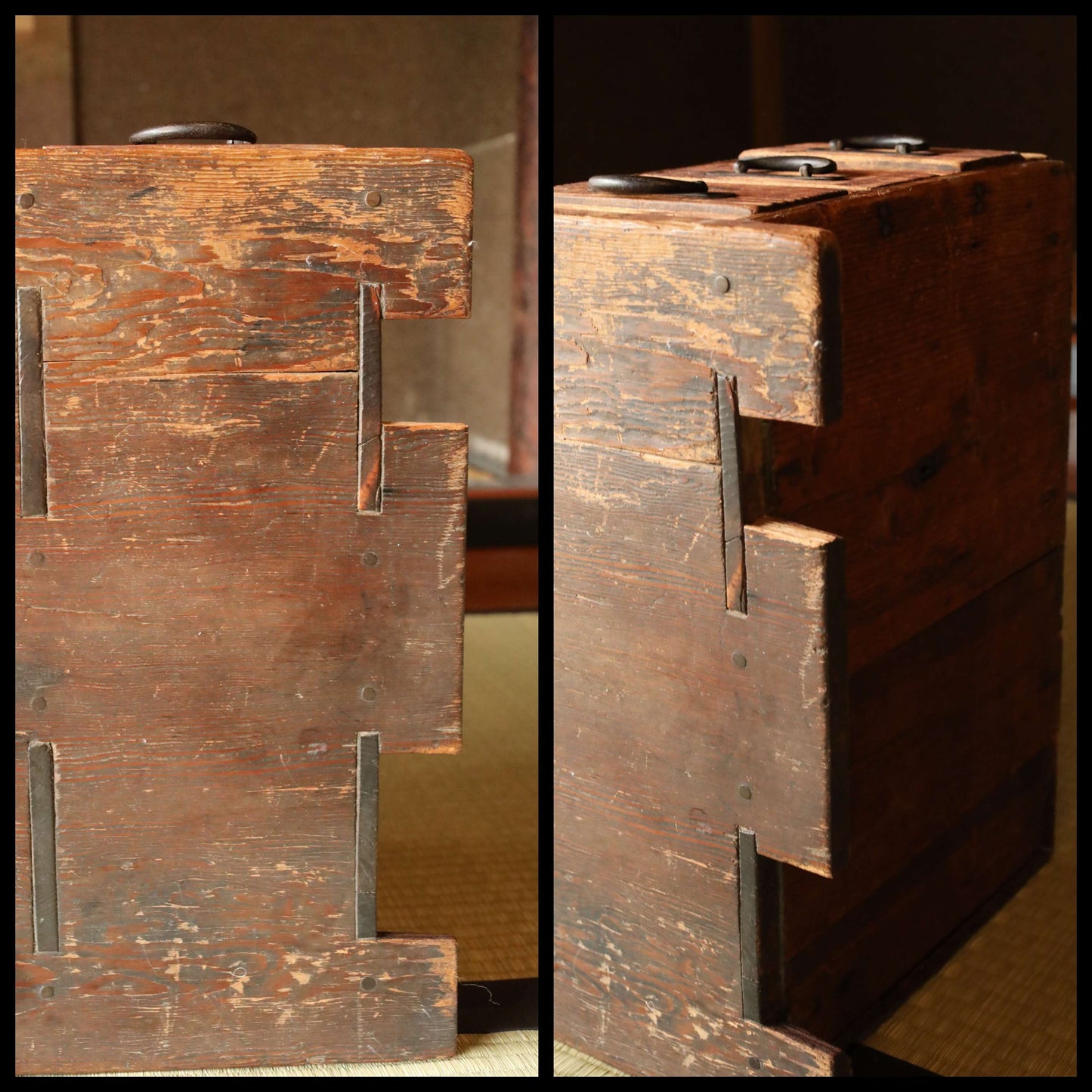 Japanese vintage furniture low table ,Chest of Drawers "Tansu" with 6 drawers and handles 1950s H11.4in×W33.4in/H29×84.8cm