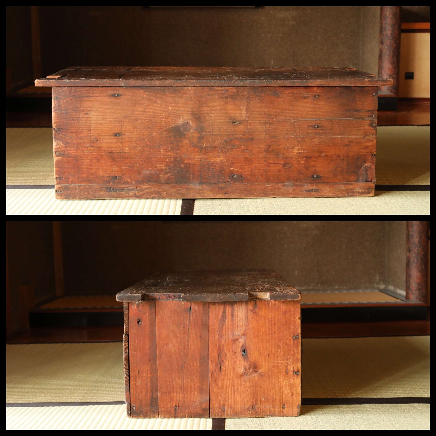 Japanese vintage furniture low table ,Chest of Drawers "Tansu" with 6 drawers and handles 1950s H11.4in×W33.4in/H29×84.8cm