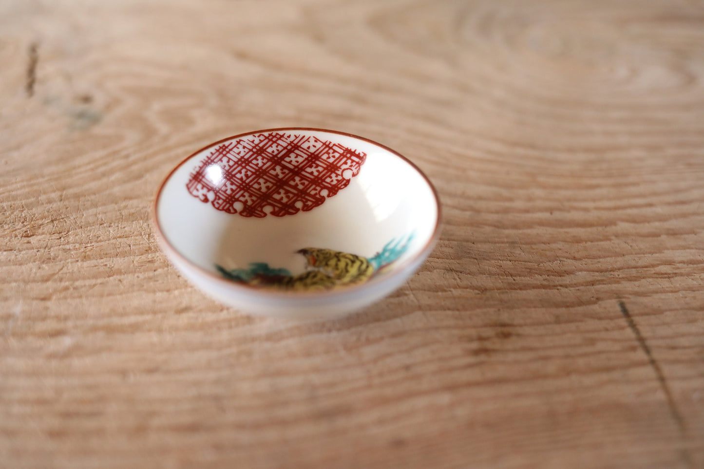 Japanese vintage Sake Cup with tigger painting Kutani porcelain cup beautiful hand painting with sign For GIFT 2.9in/7.4cm