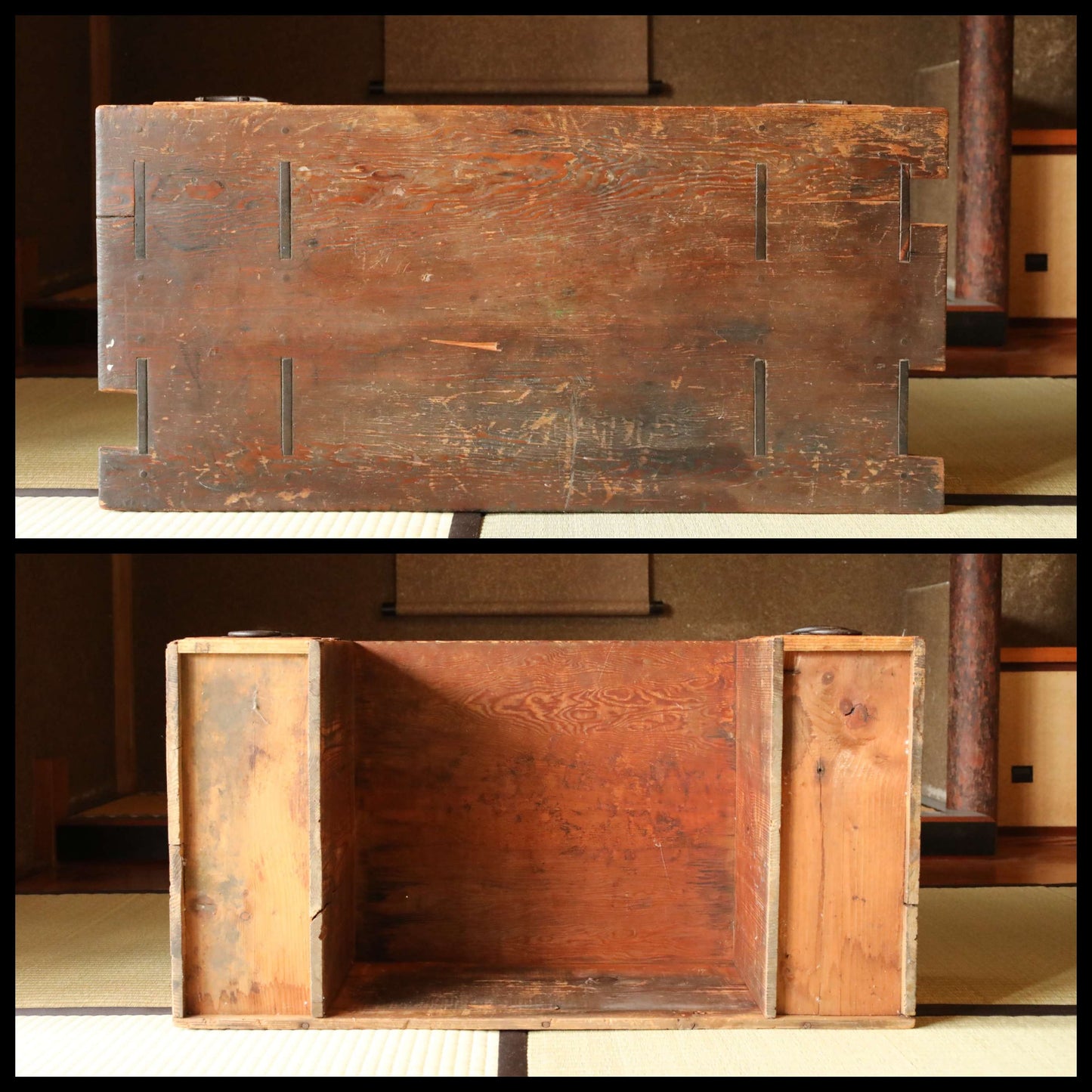 Japanese vintage furniture low table ,Chest of Drawers "Tansu" with 6 drawers and handles 1950s H11.4in×W33.4in/H29×84.8cm
