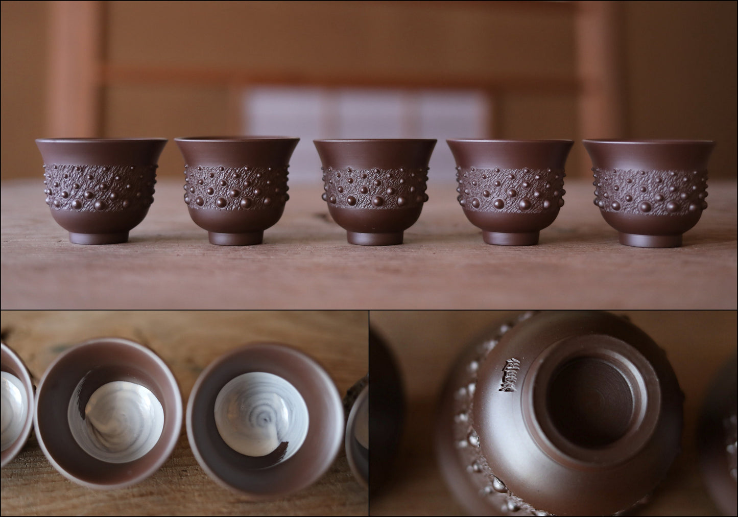 FINE! Japanese vintage ceramic BANKO kiln tea set, pot, 5cups, waste-water-container with Kanji signature SENCHA tableware Tea ceremony