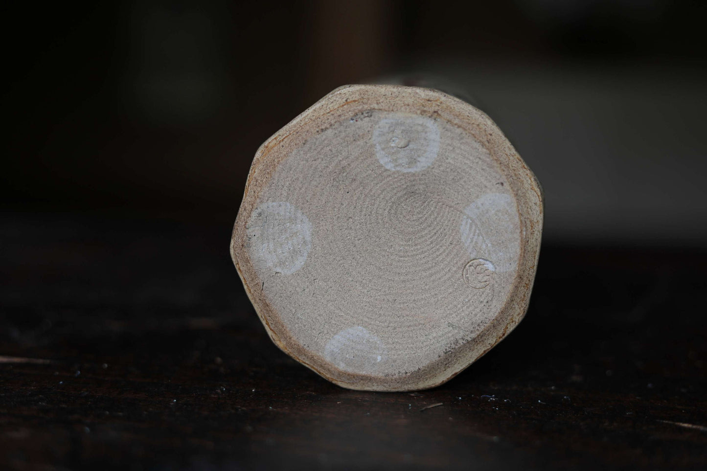 Japanese vintage ceramic flower vase jar hand made ORIBE ware dark green color IKEBANA with box For GIFT H9.3×3.5in/H23.5×9cm