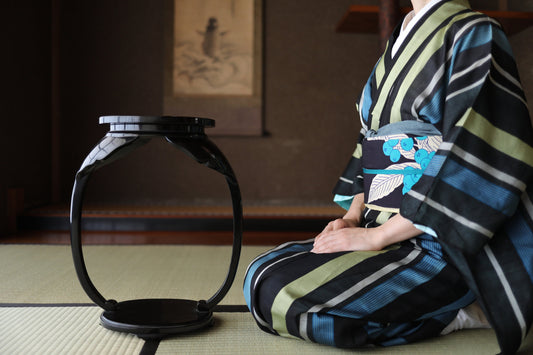 Large! Japanese furniture Wooden pedestal Decoration Stand antique black wood  utensil for tea ceremony ikebana bonsai 1920sH17.1in/H36.5cm