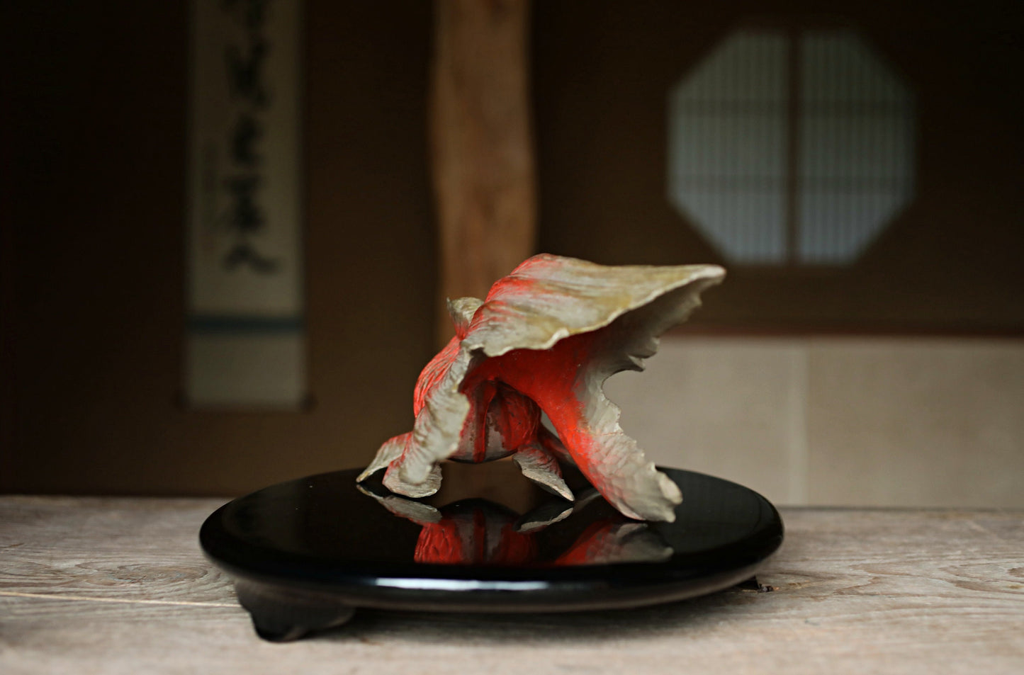 Japanese wooden goldfish sculpture, hand carving sculpture ,hand carved craft fish doll 1980s H5.5×13.8in/H14×35cm