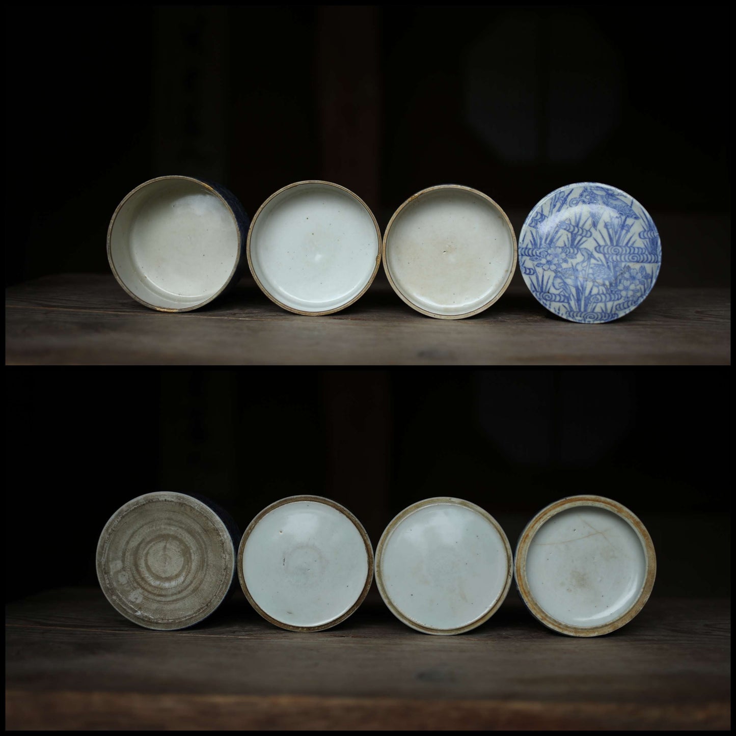 Japanese Antique 1900s Imari Porcelain Kintsugi Jūbako Blue flower birds pattern decoration Stacking ceramic Bento Box H7.1×5.1in/H18×13cm