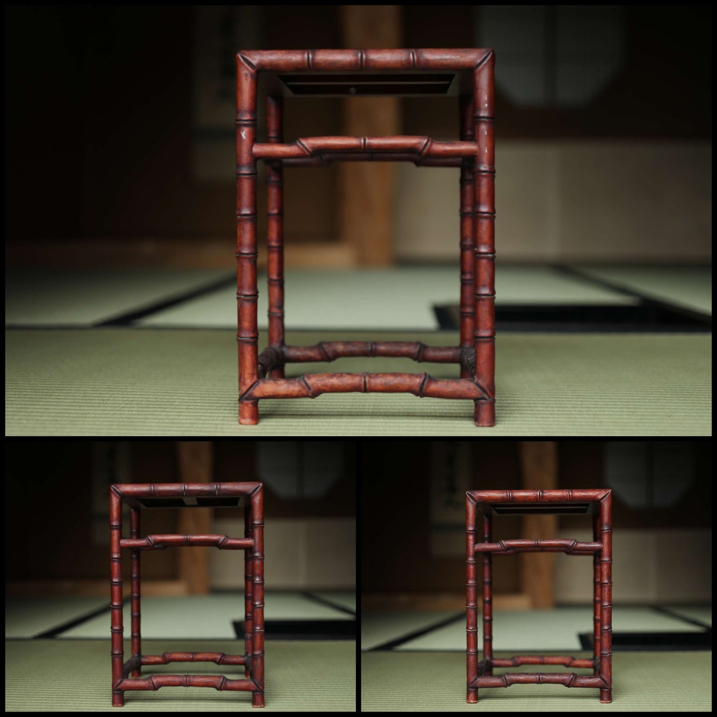 Japanese furniture Wooden Decoration Stand KARAKI bamboo designed pedestal for bonsai, vase, censer, suiseki H12in/30.5cm