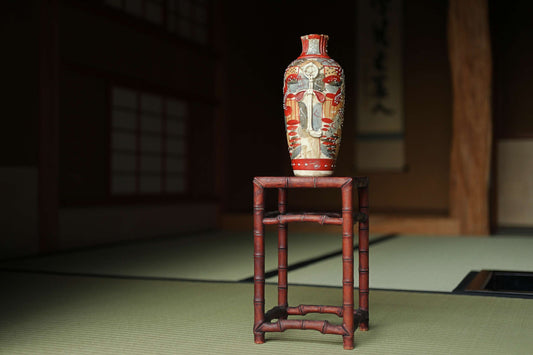 Japanese furniture Wooden Decoration Stand KARAKI bamboo designed pedestal for bonsai, vase, censer, suiseki H12in/30.5cm
