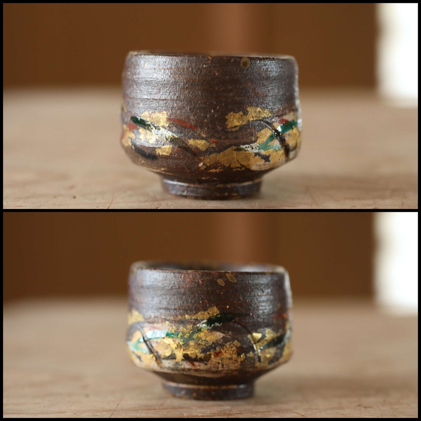 Japanese Sake Cup GUINOMI with gold painting Kutani ware cup with wooden box with sign For GIFT 2.6in/6.5cm