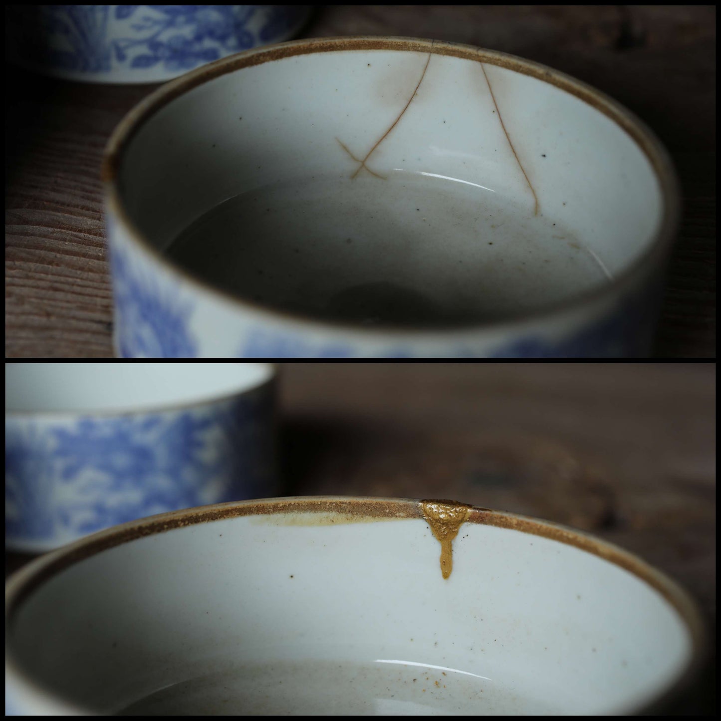 Japanese Antique 1900s Imari Porcelain Kintsugi Jūbako Blue flower birds pattern decoration Stacking ceramic Bento Box H7.1×5.1in/H18×13cm