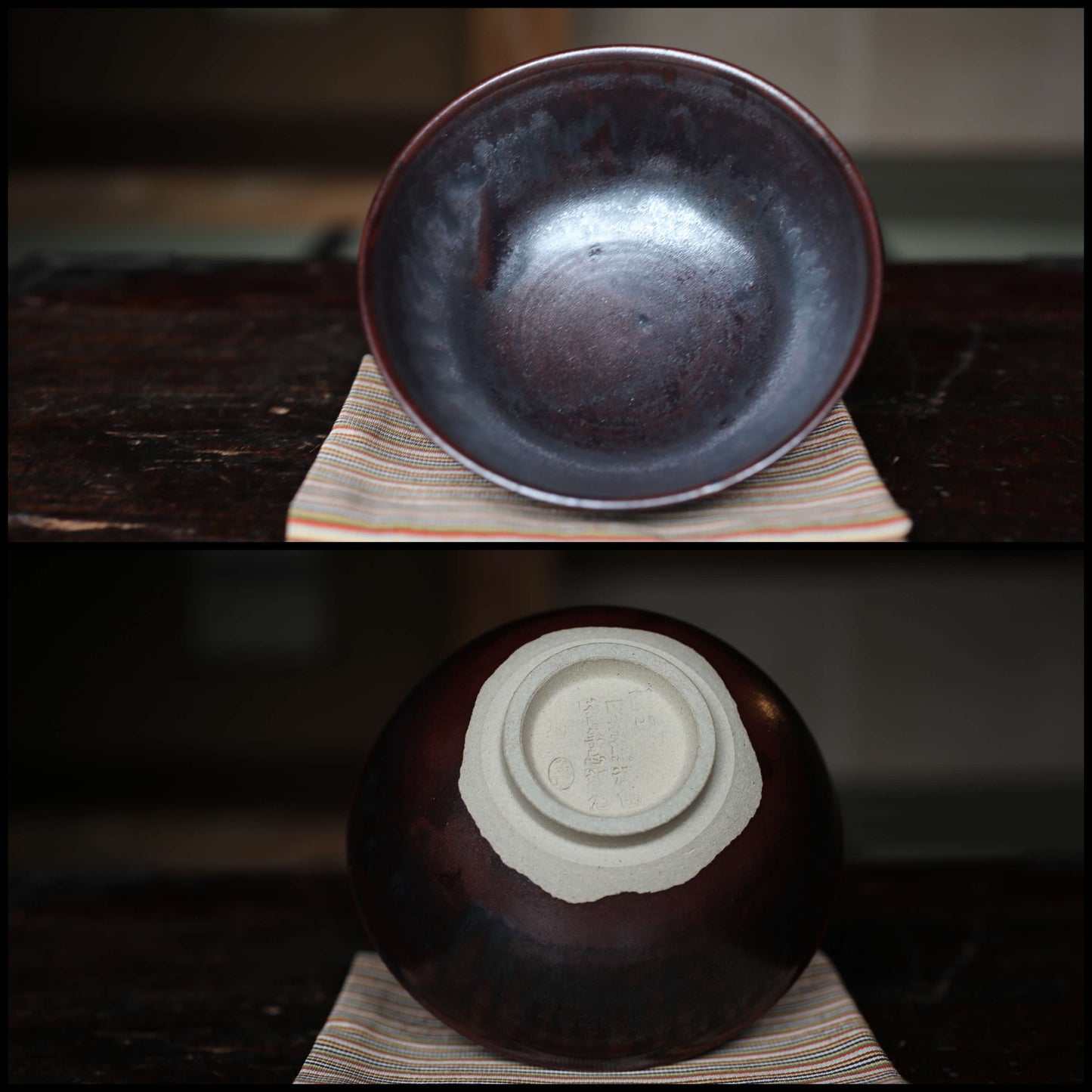 Green tea bowl Japanese antique CHAWAN Rikyu利休"TAKATORI"ware handmade Matcha Cup Tea Ceremony pottery with box signatureH2.4×5.1in