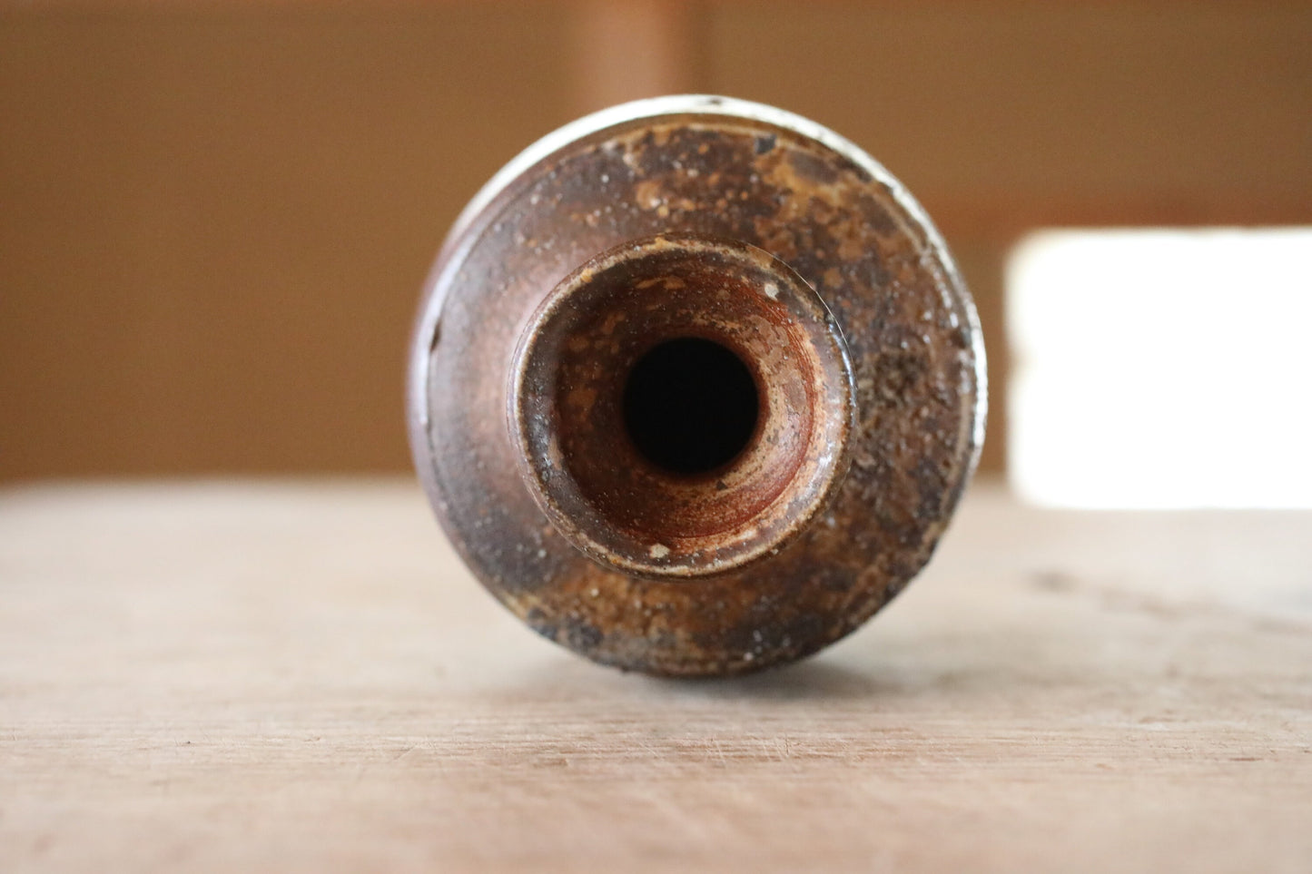 Japanese vintage BIZEN Tokkuri Sake bottle or flower vase ,Beautiful soil color with Kanji sign with box For GIFT H4.7×3.3in/H12×8.5cm