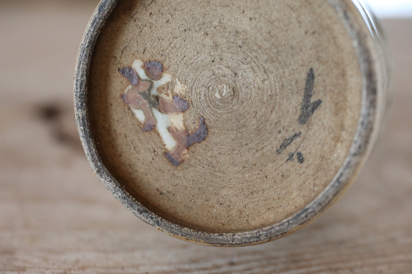 Japanese old ceramic small flower vase hand made INUYAMA ware with autumn leaves, single flower vase H6.7×2.8in/H16×7cm