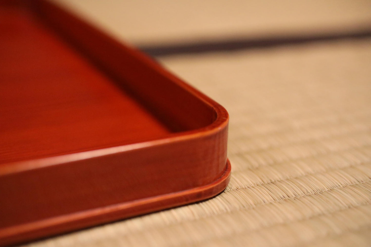 Set of 5 Japanese Vintage Lacquer tray "obon" wooden reddish brown Shunkei Lacquer for tea ceremony  H1.1 x W13in/3.3 x 33cm