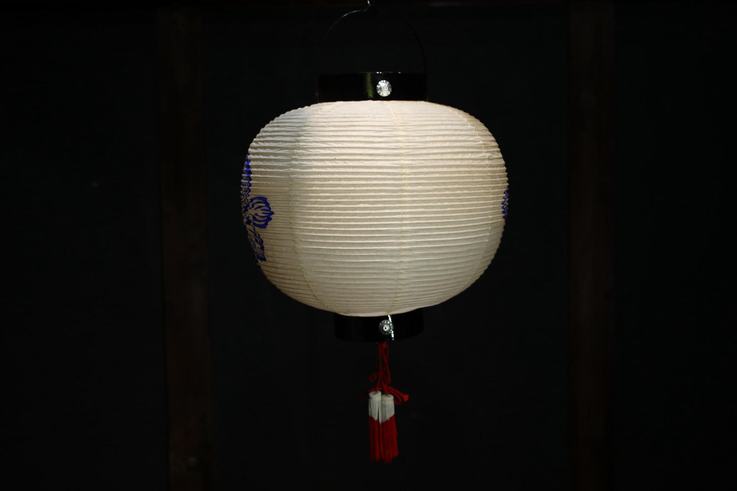 Japanese old hanging paper lantern Candle holder with the shrine name "chouchin"Kanji 御祭禮thanksgiving, prayer calligraphy W14.2in/W36cm