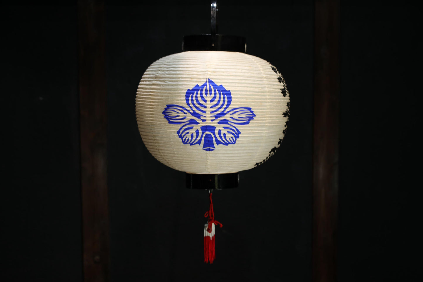 Japanese old hanging paper lantern Candle holder with the shrine name "chouchin"Kanji 御祭禮thanksgiving, prayer calligraphy W14.2in/W36cm
