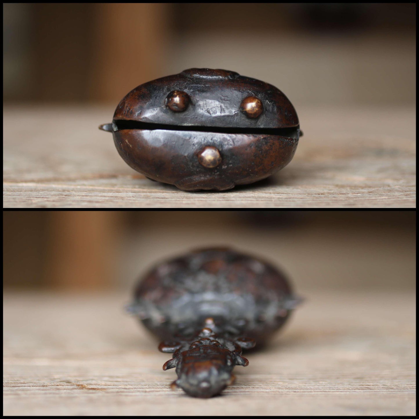 Japanese antique bronze Old 1800s bell Buddhist with sorcerer Chanting For tea ceremony H6.5in×3.5in/16.5×9cm