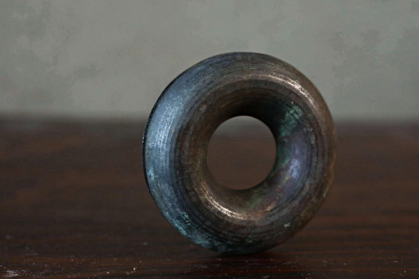 Japanese antique bronze Old small bell for horses ornament Suzu 1800s Metal craft Paper weight 2×0.7in/5.2×1.7cm