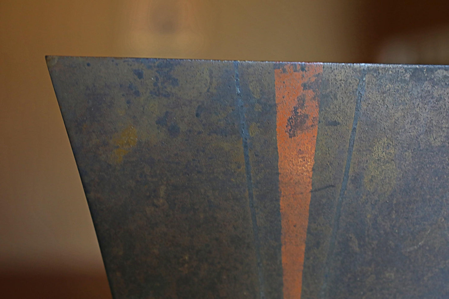 Japanese vintage 1950s bronze vase Contemporary design, metal hand craft vase, For IKEBANA, Tea ceremony H7.1×W5.3in/H18×13.5cm