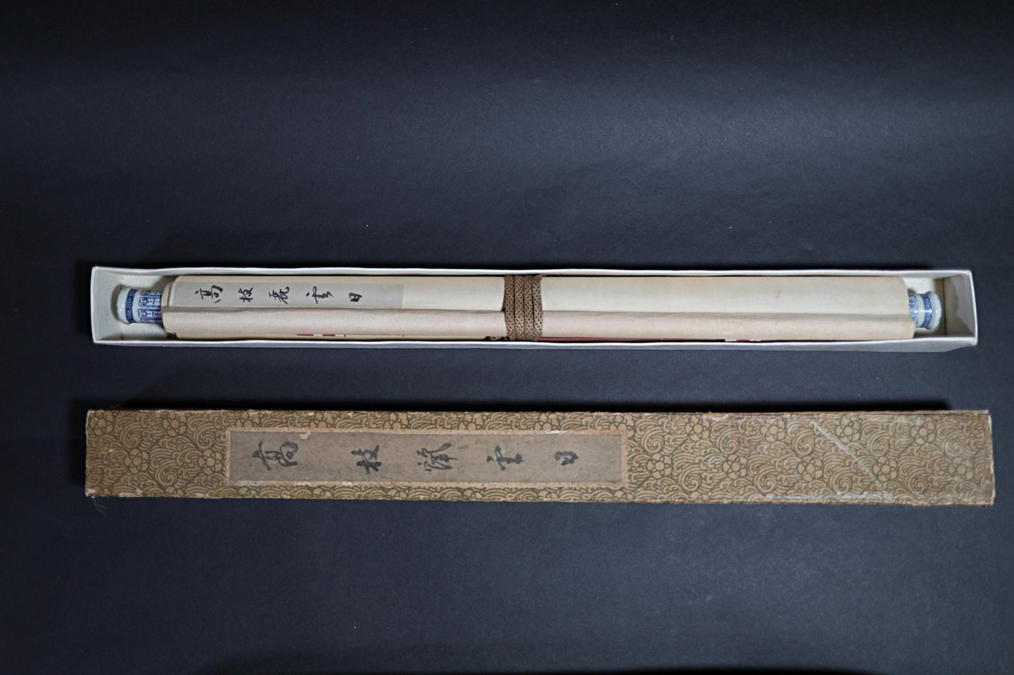 Chinese antique brush ink painting scroll fine Landscape in mountain valley, Kanji signature, KAKEJIKU H65×22.8in / H165x58cm