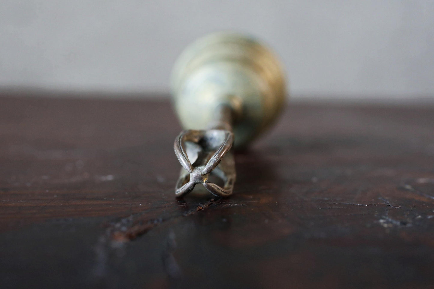 FINE! Japanese antique hand bell, esoteric buddhism altar chanting brass bronze hand bell pilgrim craft, monk tool for ceremony H4.7in/H12cm