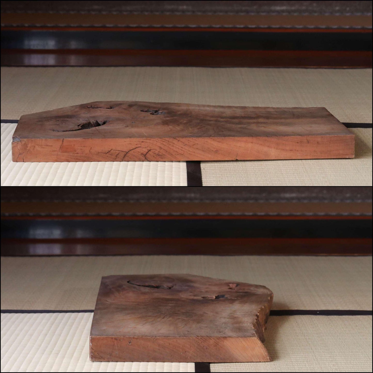BIG! Natural wood large board pedestal Display Stand ,BONSAI stand, IKEBANA, Tea ceremony 26.8in×15.4in / 68x39cm, Japanese antique