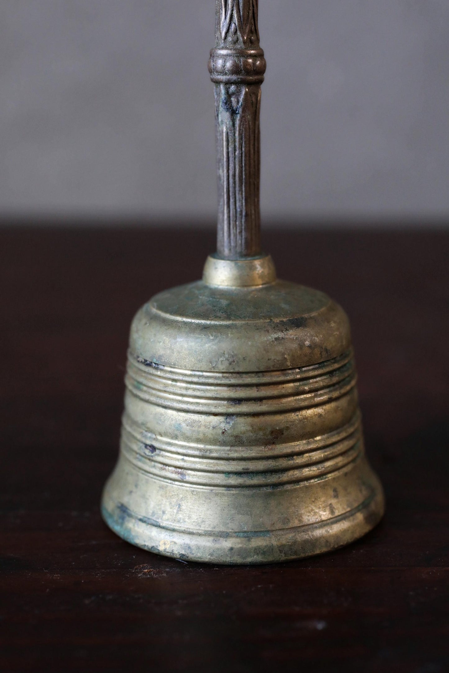 FINE! Japanese antique hand bell, esoteric buddhism altar chanting brass bronze hand bell pilgrim craft, monk tool for ceremony H4.7in/H12cm