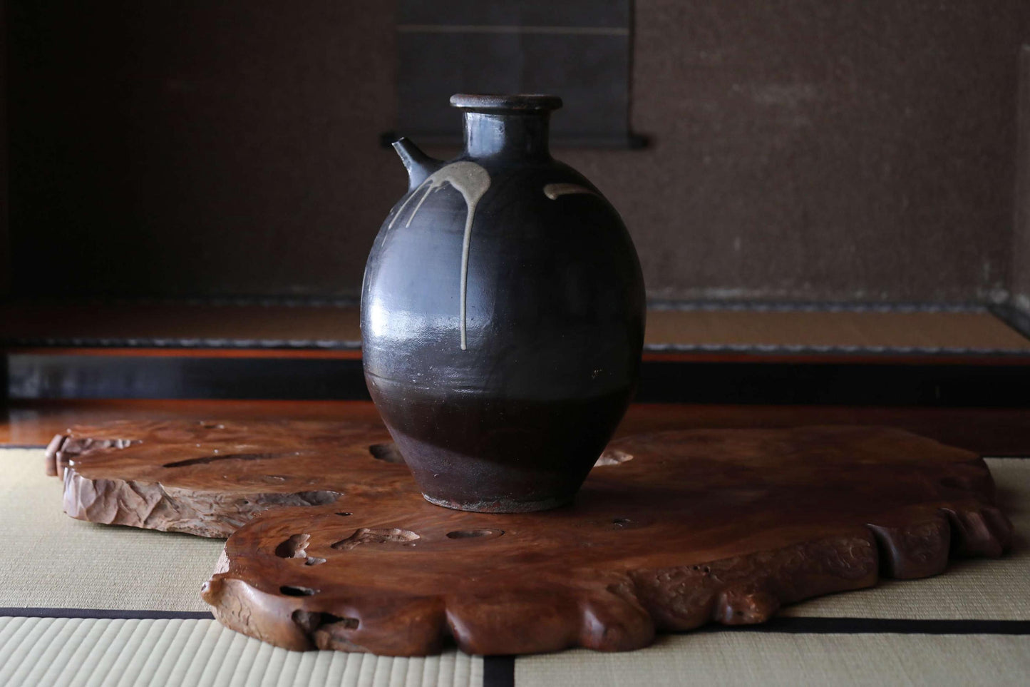 BIG! Japanese old wood "Keyaki" zelkova tree,　large tree stump, Japanese furniture, beautiful grain art, wood slab Burl, H36.6×W47.2in