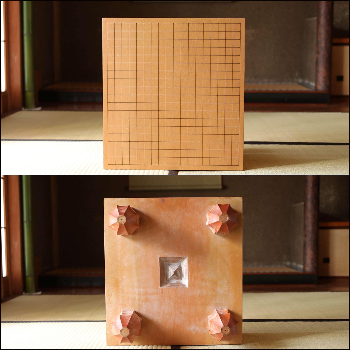 FINE! Go playing table curved out of a single wood, IGO stone shell set board game ,Japanese furniture HAMAGURI H11.9×17.9in/H30.3×45.5cm