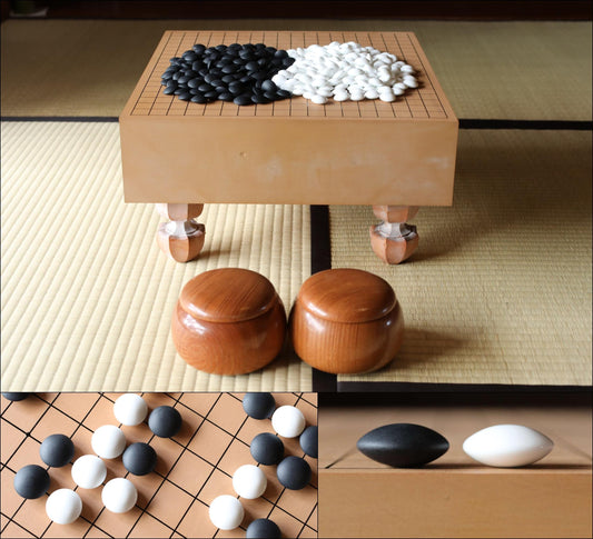 FINE! Go playing table curved out of a single wood, IGO stone set board game ,Japanese furniture, unused H9.1×17.8in/H23×45.2cm
