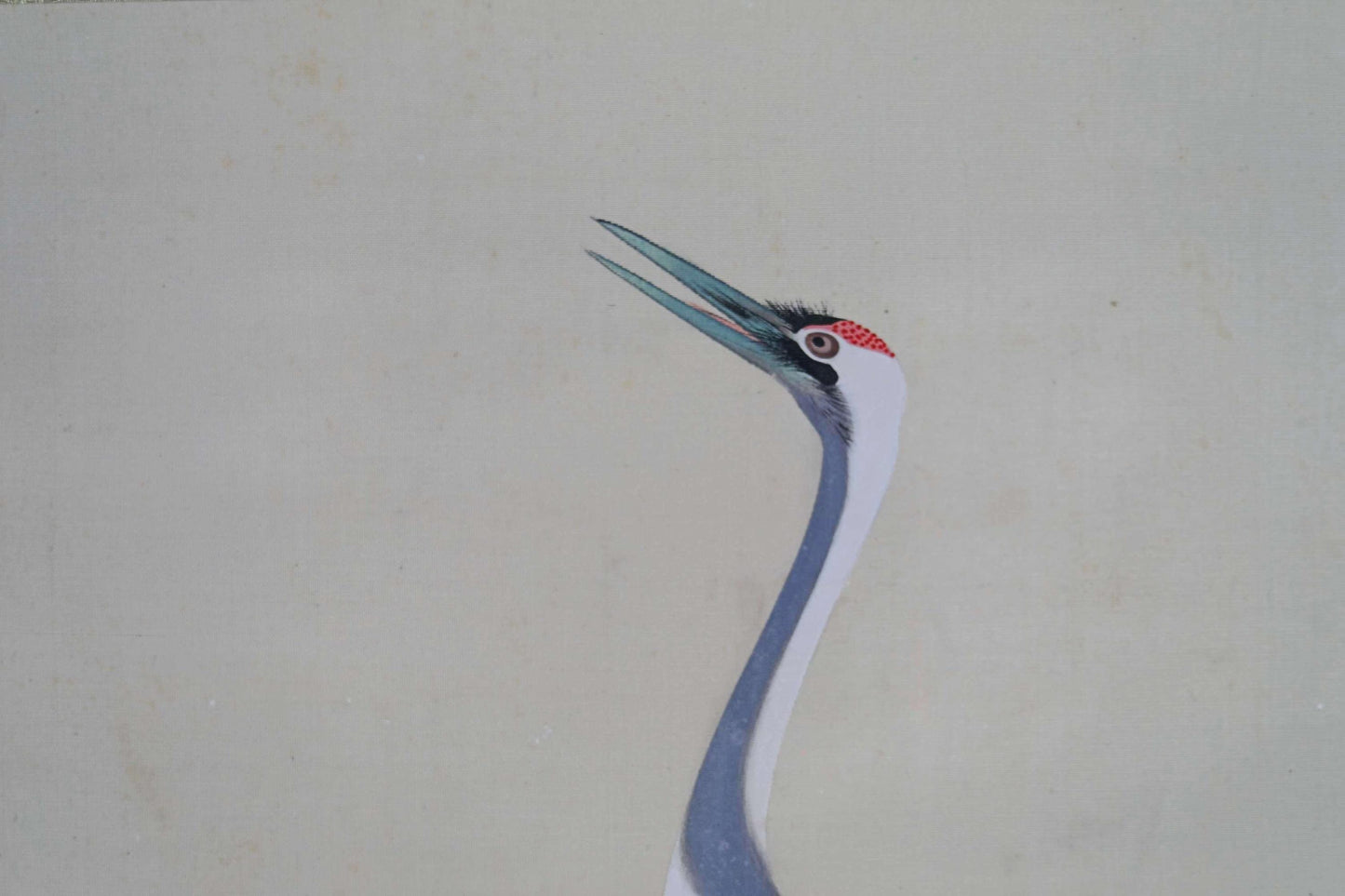 Japanese vintage hanging scroll of water color painting, a pair of cranes, celebrating a new year Kakejiku furniture H49.2×20.1in / 125x51cm