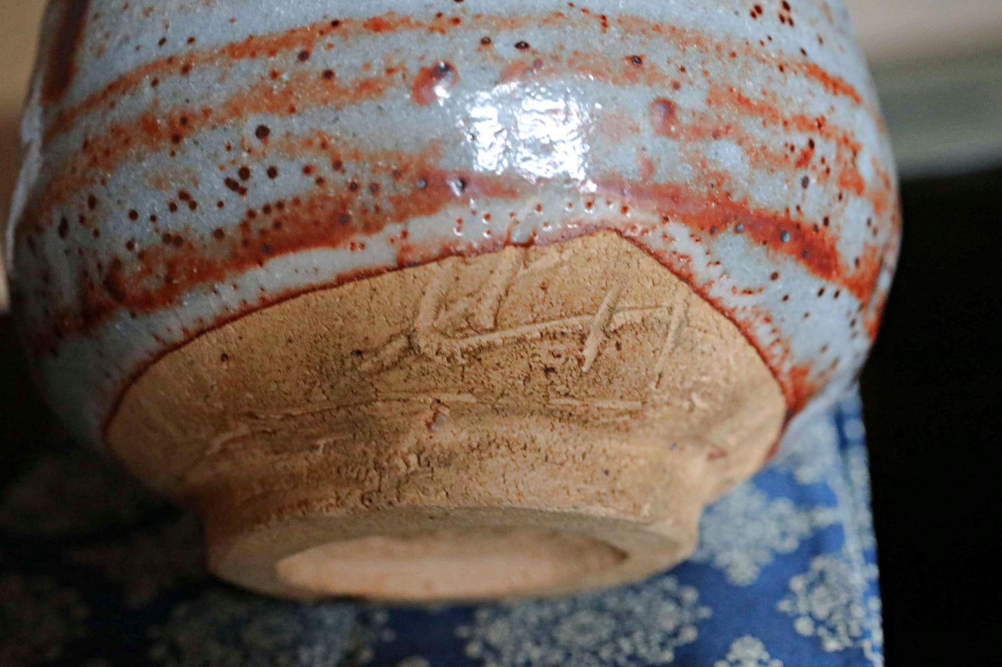 Green tea bowl Japanese vintage CHAWAN "SHINO" ware handmade Matcha Tea Cup Tea Ceremony ceramic with box, for GIFT 4.7in/12cm