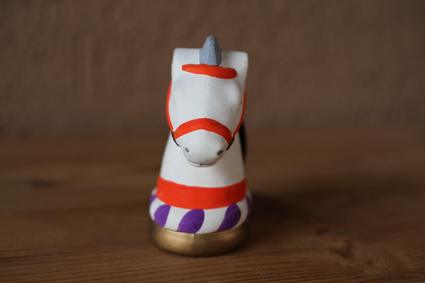 Japanese pottery bell horse animal doll with Kanji 誉田宮 神馬 sacred horse Paper weight, Ornaments Japanese vintage small bell H3.9in/10cm