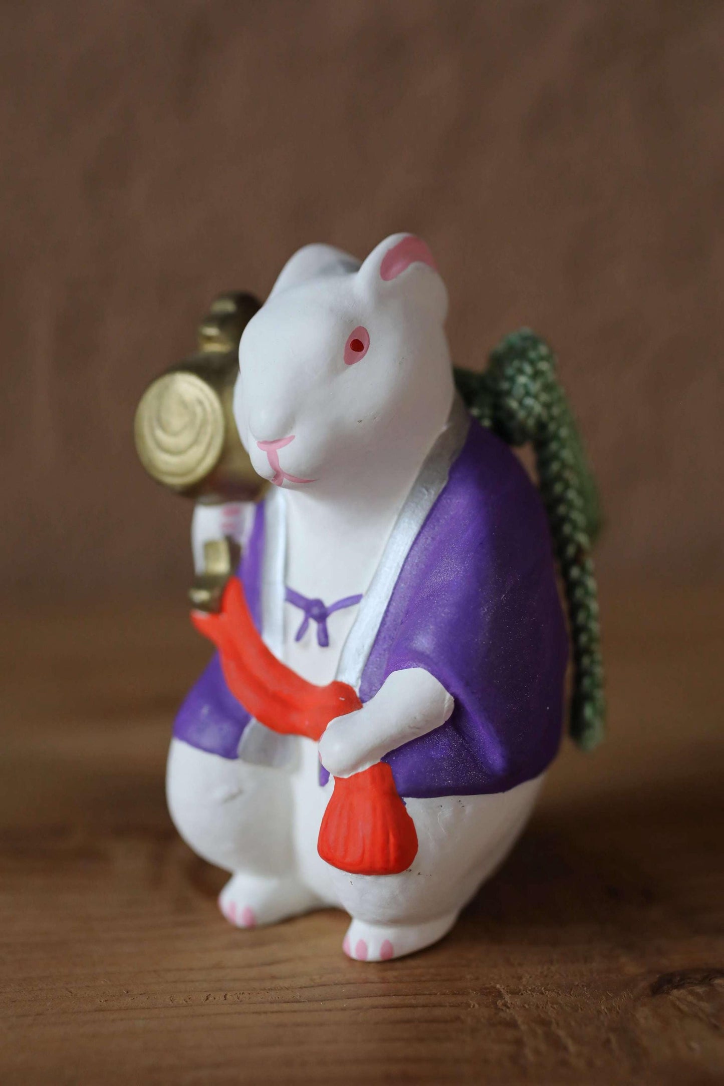 Japanese pottery bell Mouse with a hammer animal doll with Kanji 誉田宮 sacred horse Paper weight, Ornaments Japanese vintage H3.1in/8cm