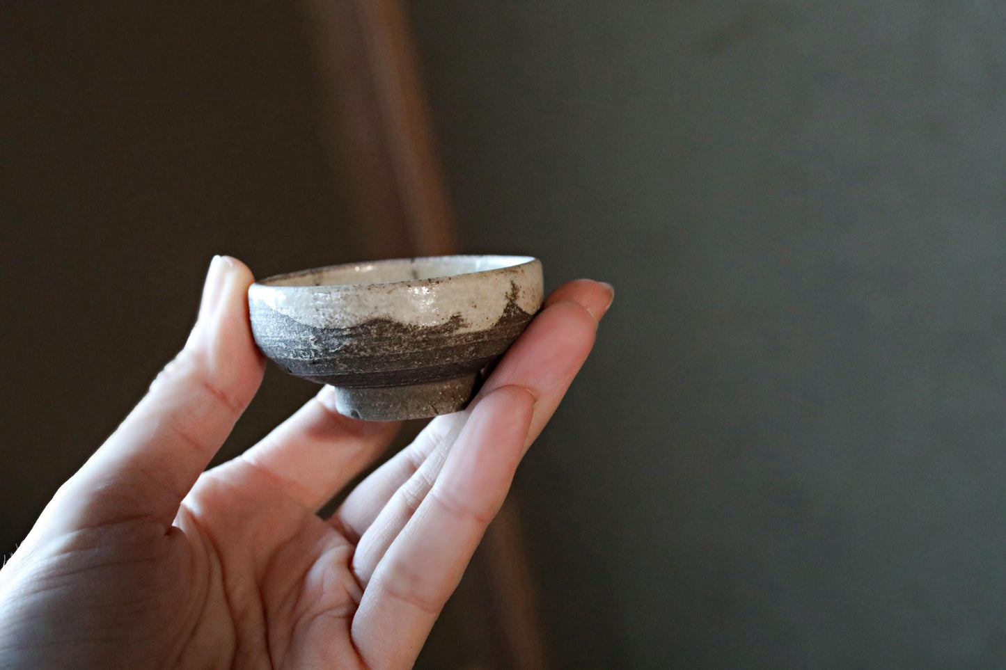 Japanese antique set of 3 small sake cup old KARATSU kintusgi silver repair "sakazuki" "guinomi" For gift 1700s H1.2×2.2in/H3×5.5cm