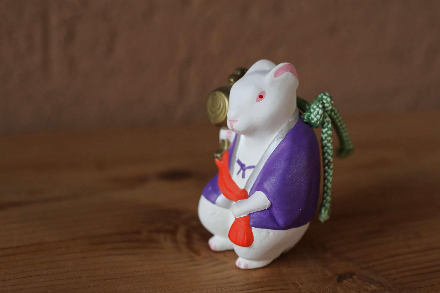 Japanese pottery bell Mouse with a hammer animal doll with Kanji 誉田宮 sacred horse Paper weight, Ornaments Japanese vintage H3.1in/8cm