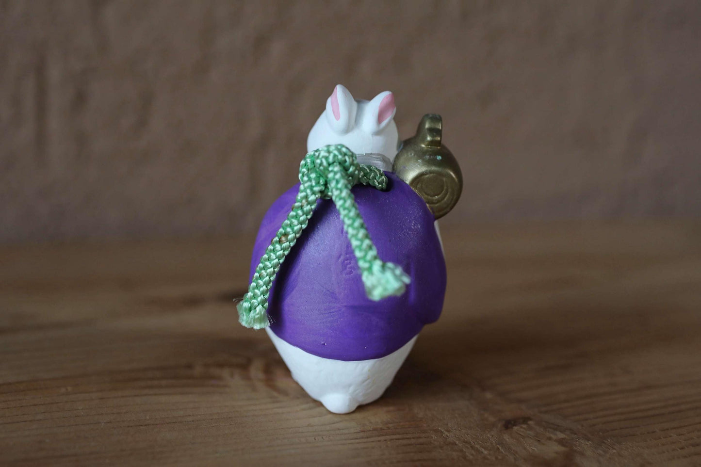 Japanese pottery bell Mouse with a hammer animal doll with Kanji 誉田宮 sacred horse Paper weight, Ornaments Japanese vintage H3.1in/8cm