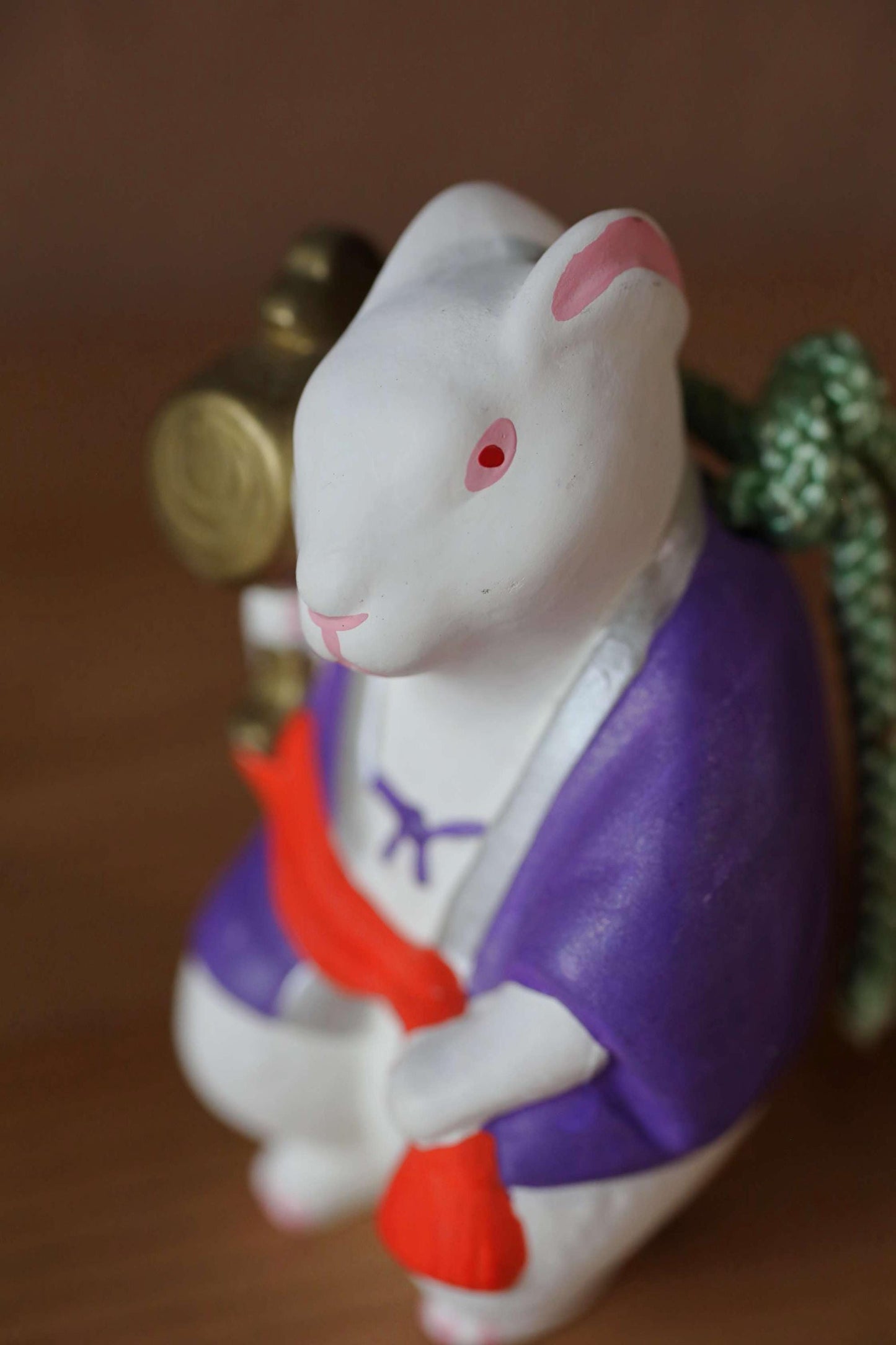 Japanese pottery bell Mouse with a hammer animal doll with Kanji 誉田宮 sacred horse Paper weight, Ornaments Japanese vintage H3.1in/8cm