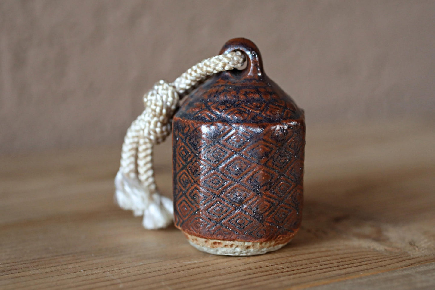 Japanese vintage pottery small bell with pattern Edo Period Reproductions, Paper weight H3in×2in/H7.5×5cm