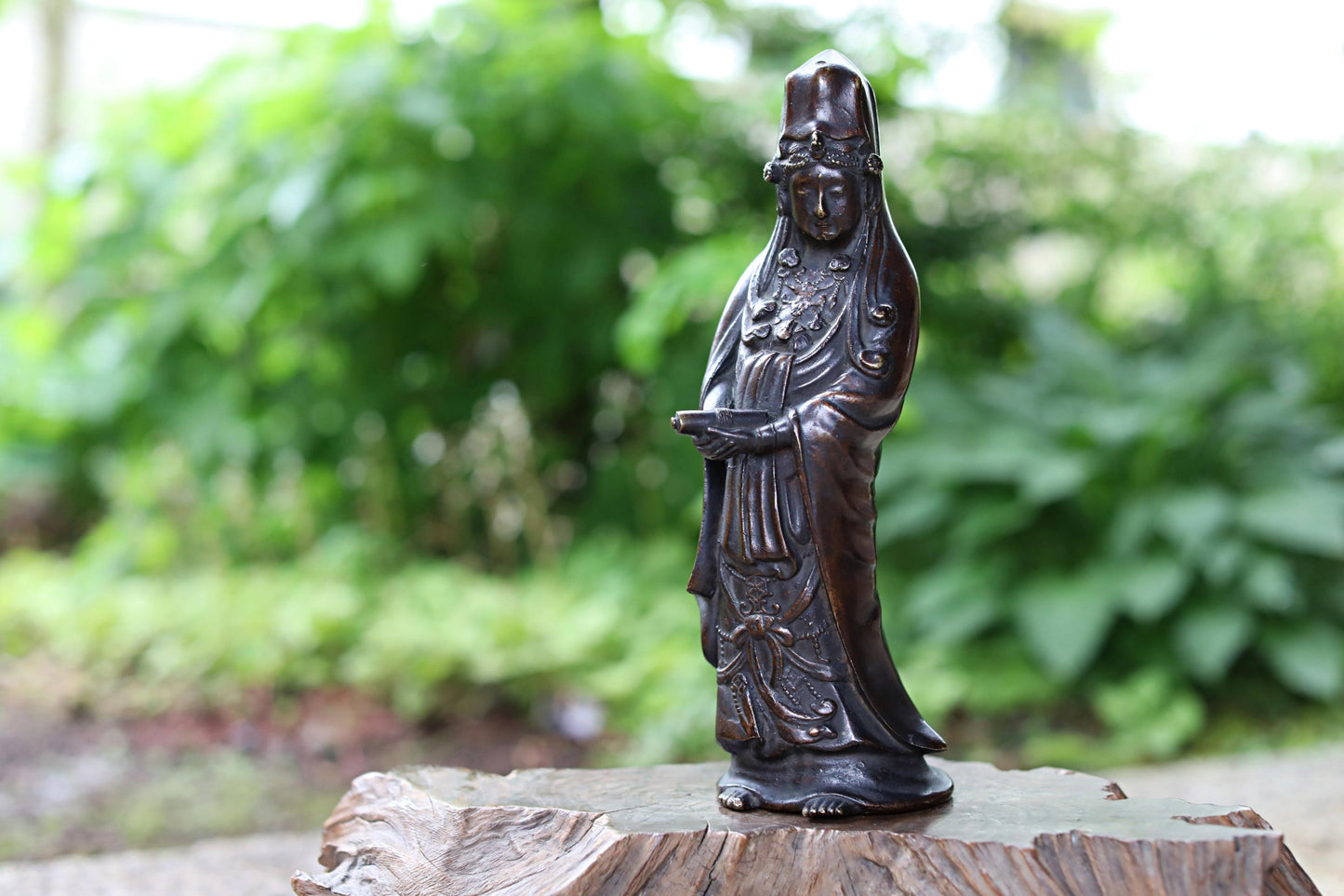 FINE! Japanese vintage bronze metal buddha Kannon statue buddhist temple statue made of old Bronze H12.6in/H32cm