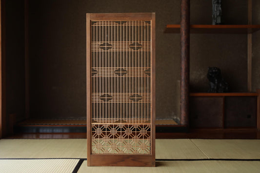 Japanese Furniture antique interior architectural screen,"kumiko, wooden framework" for a sliding screen, shoji, H38.6×17.3in/H98×44cm